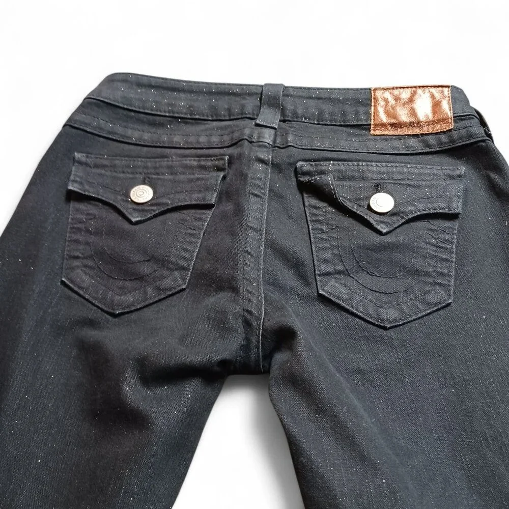 True Religion Serena Y2K Glitter Jeans Size 27 Dark Wash Skinny Made in USA - Picture 12 of 14